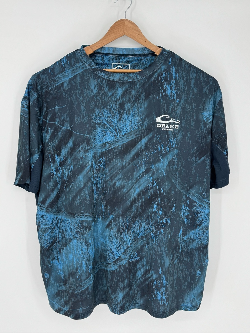 Drake Fishing Short Sleeve Shirt Men's Size 3XL Blue w/Mesh Back Logo P2